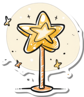 A whimsical illustration of a golden star on a stick png