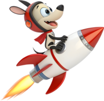 Rocket puppy with space helmet exploring the outer reaches of space. . png
