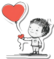 A Boy Holds a Small Heart and a Large Heart Shaped Balloon png