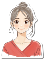 Pretty Girl With Grey Hair And Red Top png