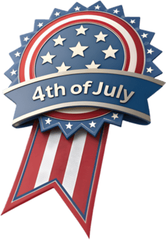 4to de julio emblema exhibiendo el americano bandera y festivo elementos. . png