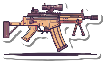 Tan Submachine Gun with Scope and Bipod png