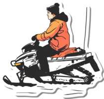 Young Person Riding A Snowmobile In Winter png