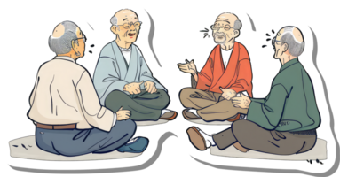 Elderly Men Engaging In Animated Conversation png