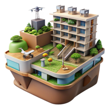 ecológico paisagem urbana 3d ilustração sustentável urbano vivo png