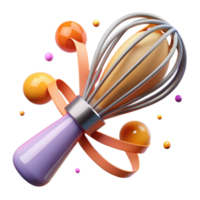 Whimsical 3D Render of a Whisk with Colorful Abstract Background png