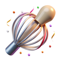 3D Render of a Festive Whisk with Confetti Background png