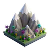 Low Poly Mountain Landscape 3D Render Illustration png