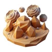 Abstract 3D Render of a Whimsical Desert Oasis with Geometric Crystals and Swirling Rose Formations png