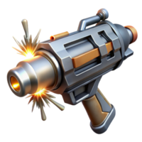 Futuristic Ray Gun 3D Render Sci-Fi Weapon Illustration with Energy Blast Effect png