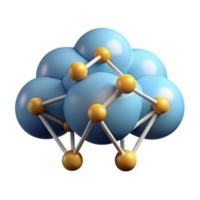 3D Render Abstract Network Cloud Structure Illustration png