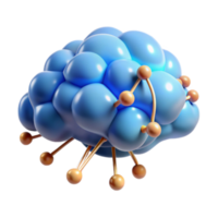 Abstract 3D Render of a Blue Brainlike Structure with Connections png