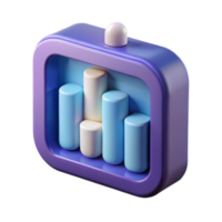 3D Render of Abstract Bar Graph Icon in Purple Frame png