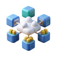 3D Illustration Cloud Computing Network Servers Data Center png