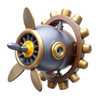 3D Render of a Whimsical Steampunk Airplane Propeller png