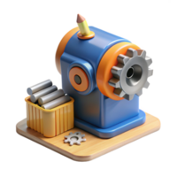 3D Render of a Cartoon Pencil Sharpener png