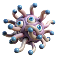 3D Render of a Playful Purple Creature with Multiple Eyes and Tentacles png