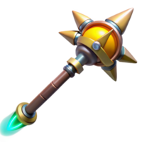 3D Model of a Fantasy Spiked Mace with Glowing Tip png