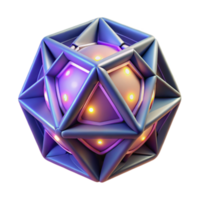 Glowing Geometric 3D Render Icosahedron Abstract Background png