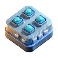 3D Render of Abstract Futuristic Control Panel with Glowing Buttons png