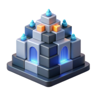 Abstract 3D Render of a Geometric Pyramid Structure with Glowing Elements png