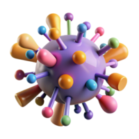 Colorful 3D Virus Illustration, Microbe, Cell, Particle, Infectious Agent, Pathogen, Germ, Bacterium, Medical Science, Abstract Background png