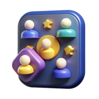 3D Render Colorful User Icons App Interface Design png