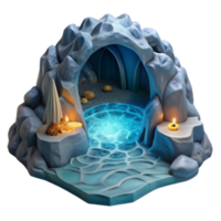 Enchanted Ice Cave Luminous Pool, Mystical Grotto, Game Asset, Fantasy Background, Stylized Illustration png