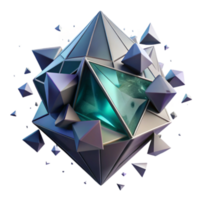 Abstract 3D Render of Exploding Geometric Crystal Cluster png