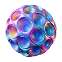 3D Sphere Illustration, Iridescent Colorful Geometric Design, Multicolored Holes Pattern, Digital Art, Background, Modern Art, Futuristic Sphere, Render, Neon Colors, Shiny Surface png