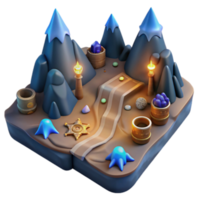 3D Render of a Fantasy Game World Isometric View Illustration png