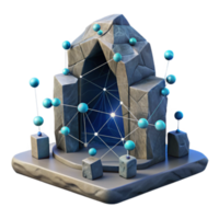 3D Illustration Stone Gateway Network Connection Abstract Background png