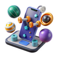 3D Render of Mobile Phone with Colorful Abstract Elements png