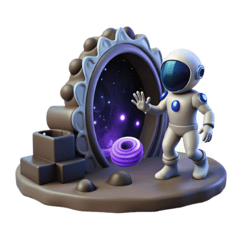 3d ilustração astronauta às espaço portal cósmico Porta de entrada png