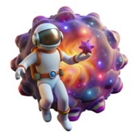 3D Illustration Astronaut in Cosmic Nebula, Galactic Exploration, Space Adventure png