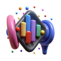 Abstract 3D Render Colorful Bar Graph Data Visualization png