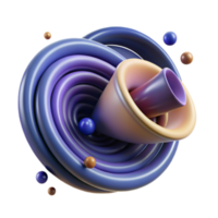 Abstract 3D Render Purple and Orange Swirling Vortex with Conical Element png