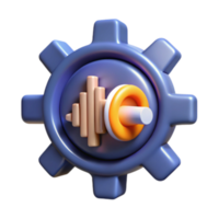 3D Render Gear Icon Audio Waveform Visualizer Abstract Background Illustration png