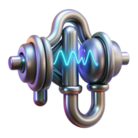 Abstract 3D Render of a Metallic Waveform Device png