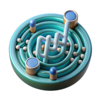 Abstract 3D Render of a Circular Maze with Intricate Pathways and Spheres png