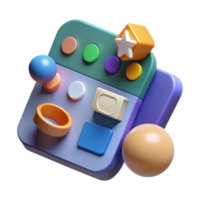 Playful 3D Render of Colorful Abstract Shapes and Buttons png