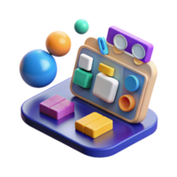 Vibrant 3D Render of Colorful Blocks and Interface Elements png