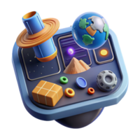 3D Render of a Futuristic Interface with Global Elements png