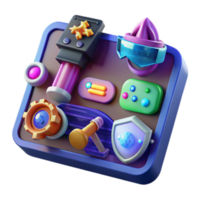 Vibrant 3D Render of Colorful Game UI Elements png