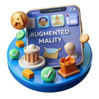 3D Illustration Augmented Reality App Interface Design with 3D Models png