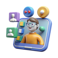 3D Illustration of Online Conference, Virtual Meeting, Digital Communication, Remote Collaboration, Avatar, Web Conferencing, Internet Technology, Communication Technology, Online Interaction png