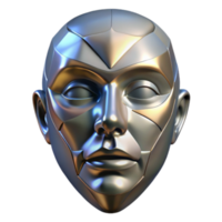 Metallic Humanoid Face 3D Render Futuristic Geometric Design Abstract Image png