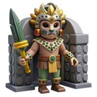3D Render of Mayan Warrior Illustration with Stone Archway Background png