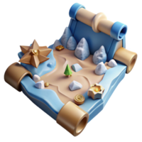 Whimsical 3D Render of a Treasure Map Scroll png