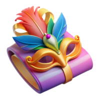Vibrant 3D Render of a Carnival Mask with Feathers png